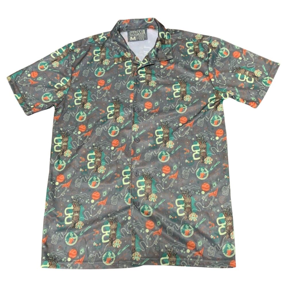 Marvel Guardians of the Galaxy Groot Hawaiian Tiki Shirt Size Medium